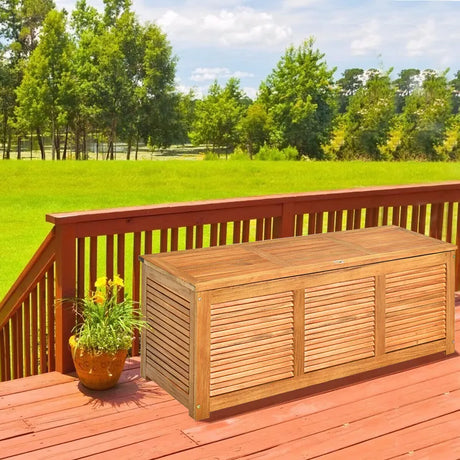 Wood Storage Box with Large Storage Space for Patio & Backyard