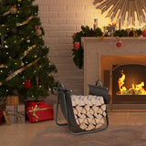 Firewood Rack Log Wood Storage Holder with Canvas Tote Carrier