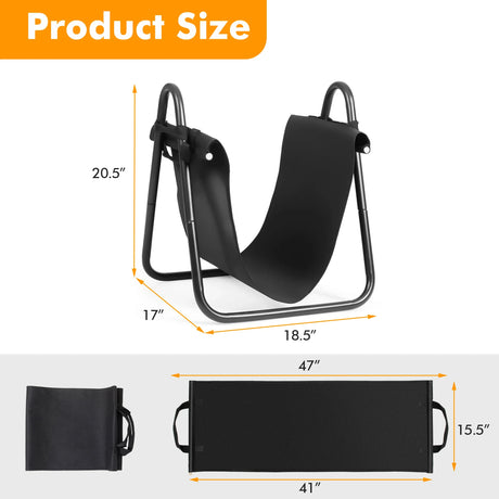 Firewood Rack Log Wood Storage Holder with Canvas Tote Carrier