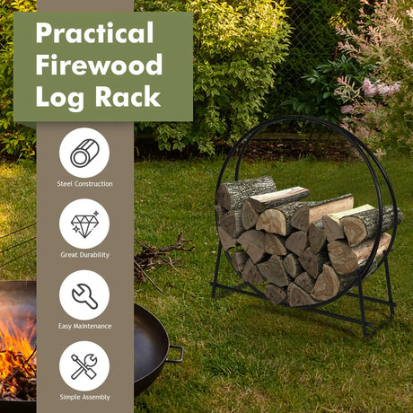 102cm Firewood Rack with  for Indoor & Outdoor Use