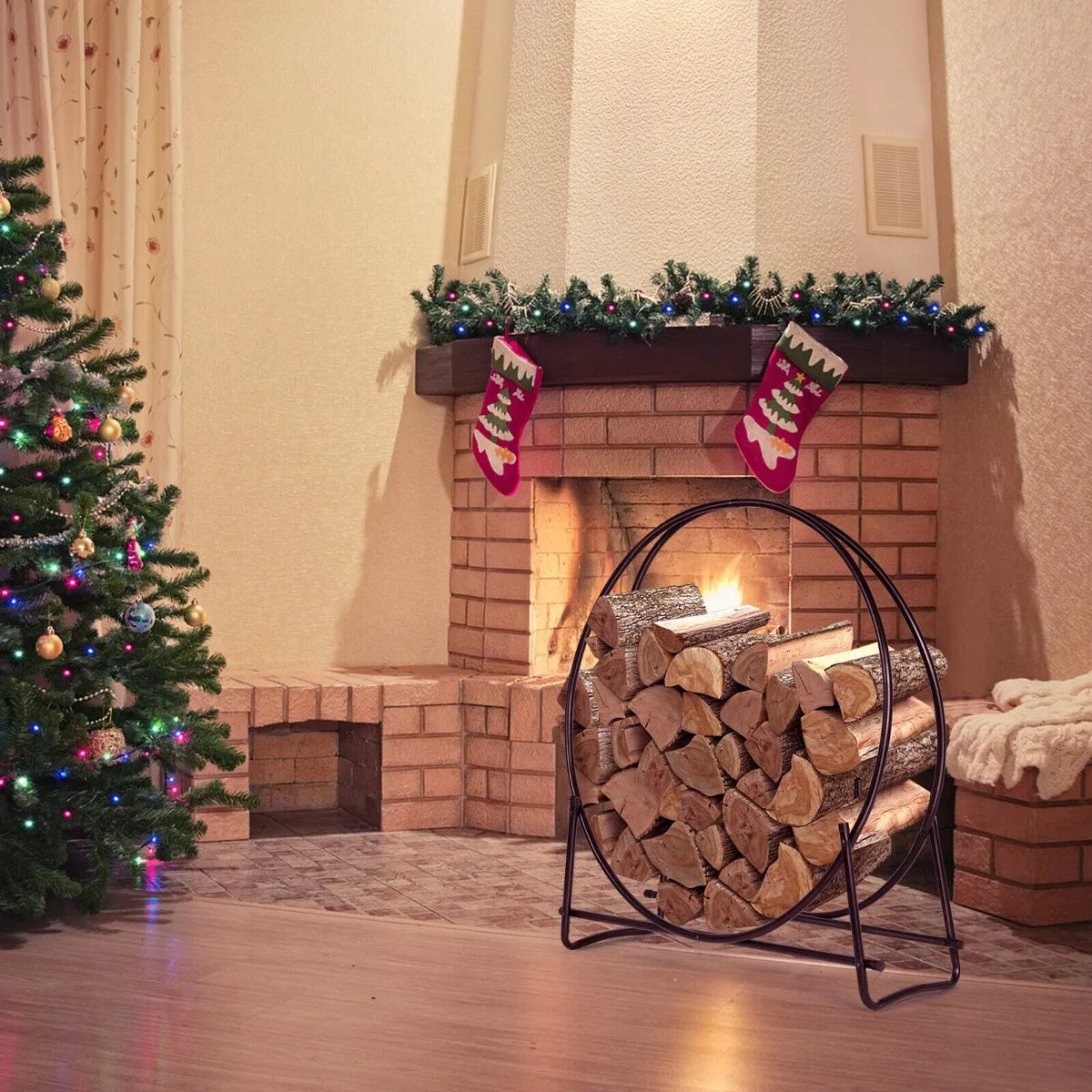 102cm Firewood Rack with  for Indoor & Outdoor Use