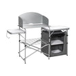Folding Camping Table with Storage &amp; Windscreen for BBQ &amp; Party-Gray