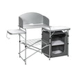 Folding Camping Table with Storage &amp; Windscreen for BBQ &amp; Party-Gray