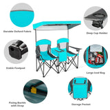 2-Person Folding Canopy Chairs with Sun Shade for Beach