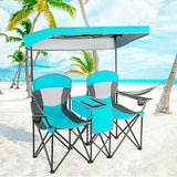2-Person Folding Canopy Chairs with Sun Shade for Beach