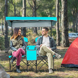 2-Person Folding Canopy Chairs with Sun Shade for Beach
