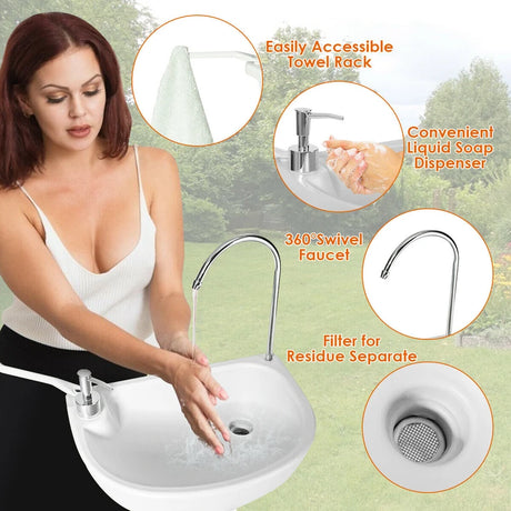 Portable Hand-Wash Basin with Rolling Wheels for Camping & Party