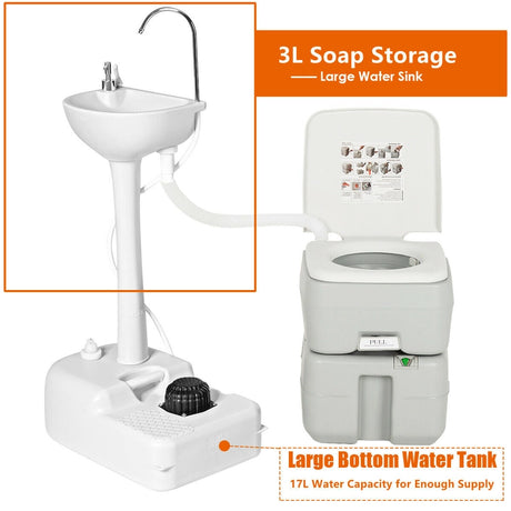 Portable Hand-Wash Basin with Rolling Wheels for Camping & Party