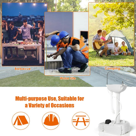 Portable Hand-Wash Basin with Rolling Wheels for Camping & Party