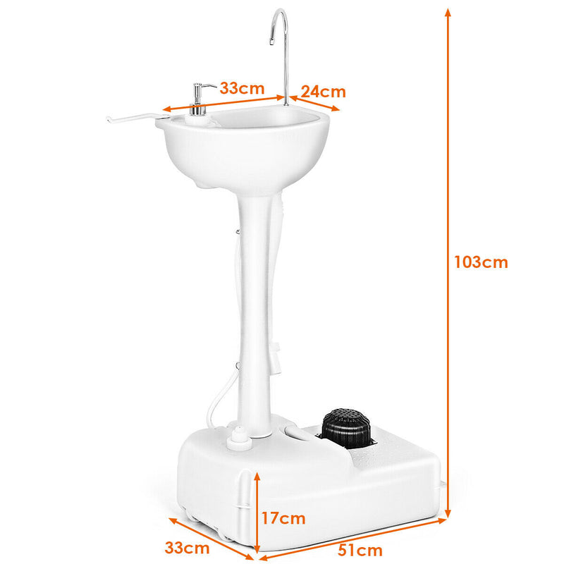 Portable Hand-Wash Basin with Rolling Wheels for Camping & Party