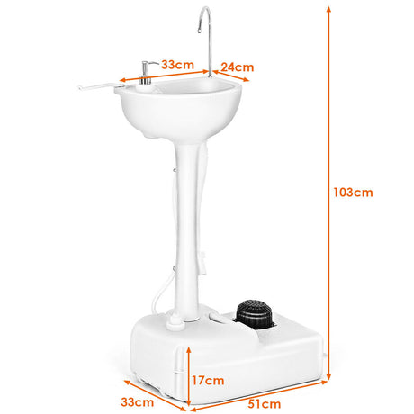 Portable Hand-Wash Basin with Rolling Wheels for Camping & Party