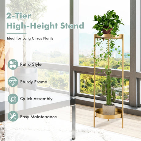 Round metal flowerbed with 2 levels decorative high