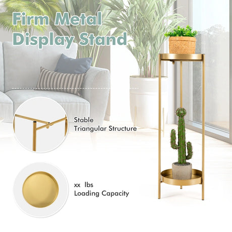 Round metal flowerbed with 2 levels decorative high