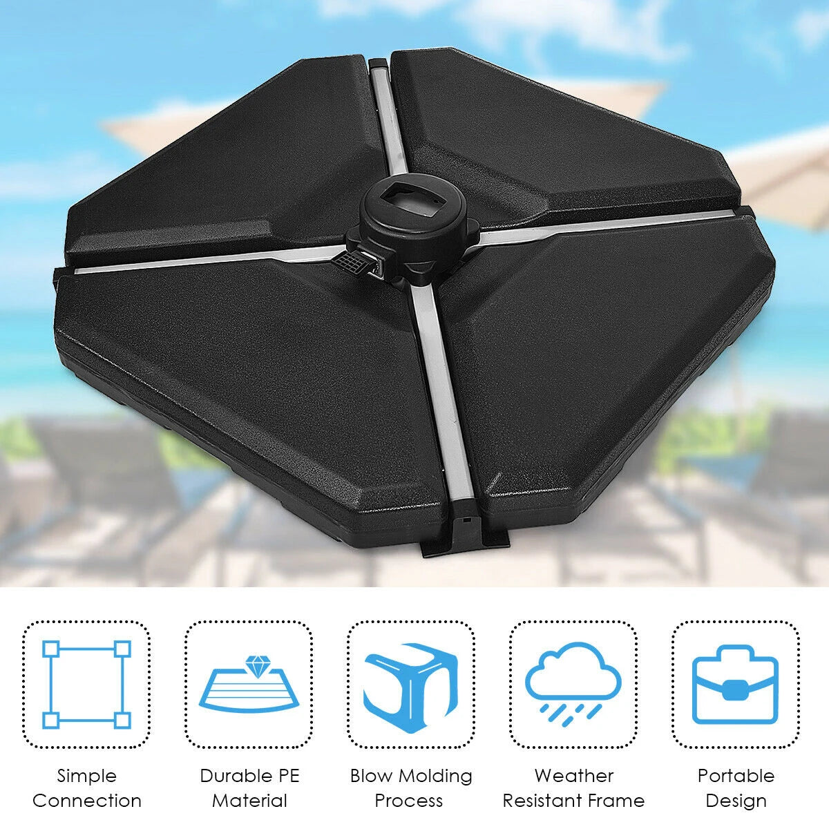 4 Pieces Cantilever Umbrella Base with Concave Handles