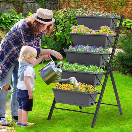 5-Tier Vertical Planter with Drainage Hole for Garden
