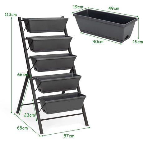 5-Tier Vertical Planter with Drainage Hole for Garden