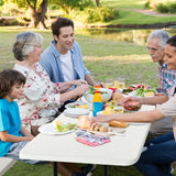 Foldable Picnic Table and Bench Set with Metal Frame and All Weather-resistant Surface for Backyard-Black