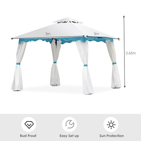 2-Tier 10 x 10 Feet Patio Gazebo Canopy Tent with Side Walls