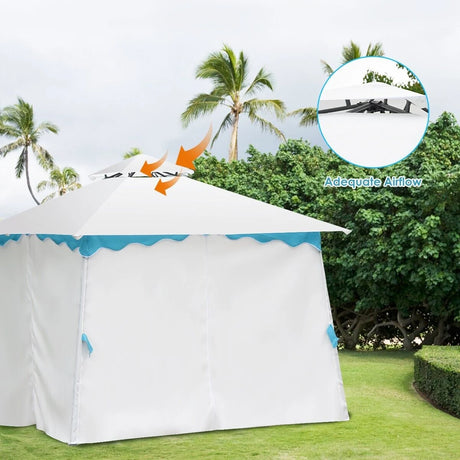 2-Tier 10 x 10 Feet Patio Gazebo Canopy Tent with Side Walls