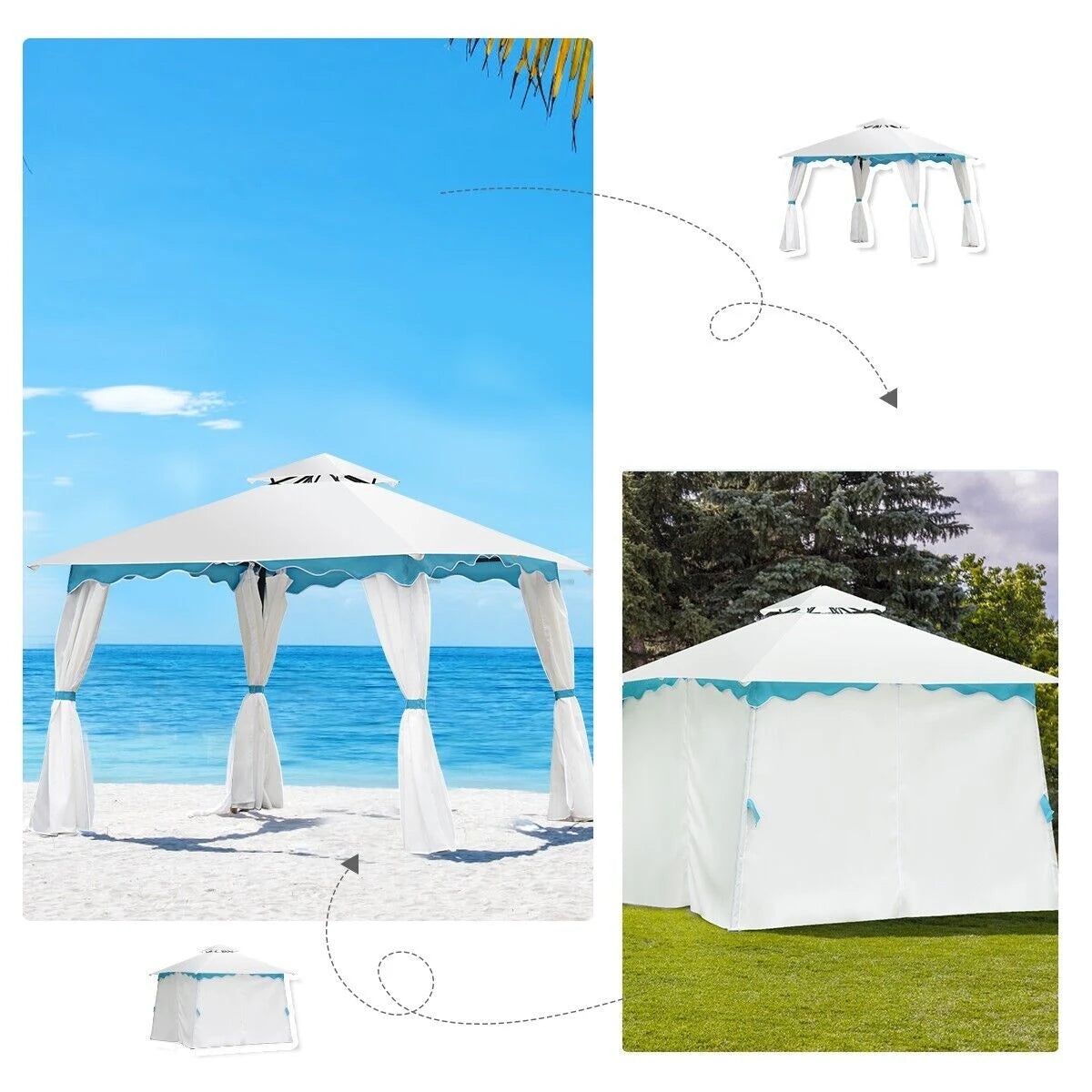 2-Tier 10 x 10 Feet Patio Gazebo Canopy Tent with Side Walls