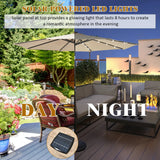LED lighting cantilever umbrella round parasol solar powered garden umbrella crank-beige- 3M