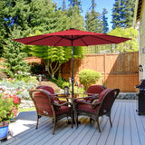 LED lighting cantilever umbrella round parasol solar powered garden umbrella crank-red- 3M