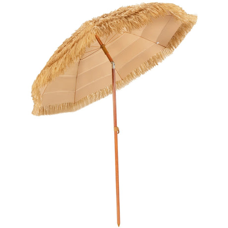 2m Thatch Umbrella Tilting Outdoor Beach Patio Sun Shelter Parasol