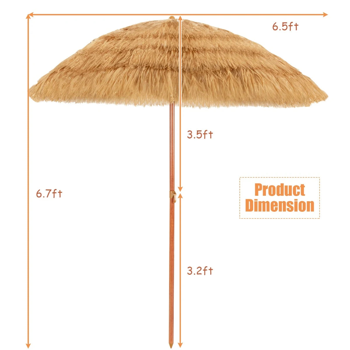 2m Thatch Umbrella Tilting Outdoor Beach Patio Sun Shelter Parasol