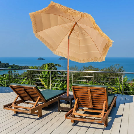 2m Thatch Umbrella Tilting Outdoor Beach Patio Sun Shelter Parasol