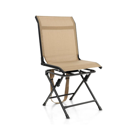 All-weather Outdoor Foldable 360-Degree Swivel Chair with Iron Frame-Brown