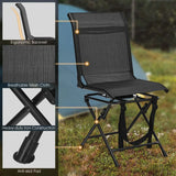 360 Swivel Hunting Blind Chair with Sturdy Metal Frame Support up to 330 lbs-Black