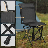 360 Swivel Hunting Blind Chair with Sturdy Metal Frame Support up to 330 lbs-Black