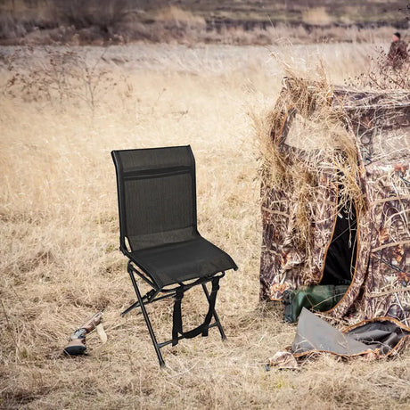 360 Swivel Hunting Blind Chair with Sturdy Metal Frame Support up to 330 lbs-Black