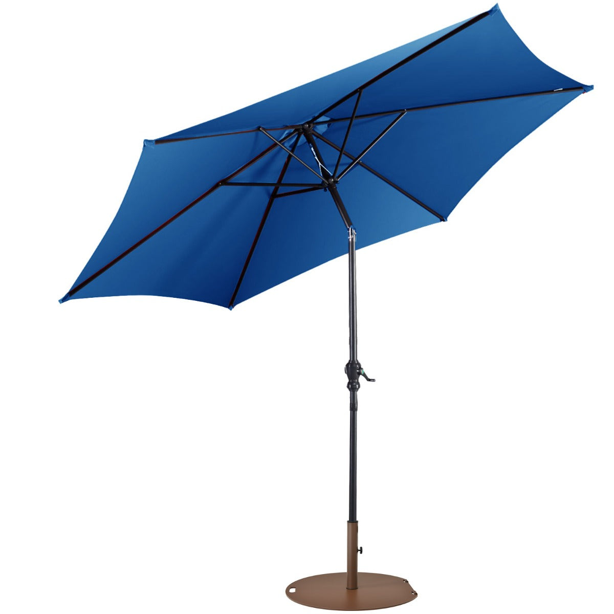 9ft Patio Market Table Umbrella with Push Button Tilt and Crank-Blue