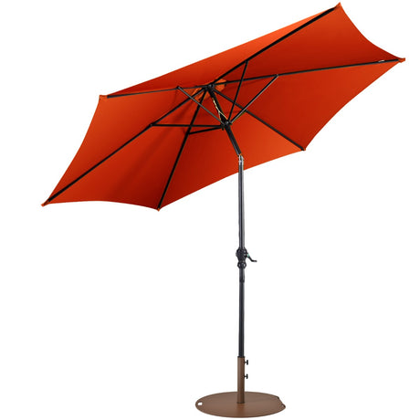 9ft Patio Market Table Umbrella with Push Button Tilt and Crank-Orange