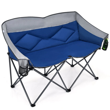 Folding Loveseat Camping Chair with 2 Mesh Storage Bags