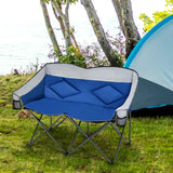 Folding Loveseat Camping Chair with 2 Mesh Storage Bags