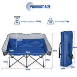 Folding Loveseat Camping Chair with 2 Mesh Storage Bags