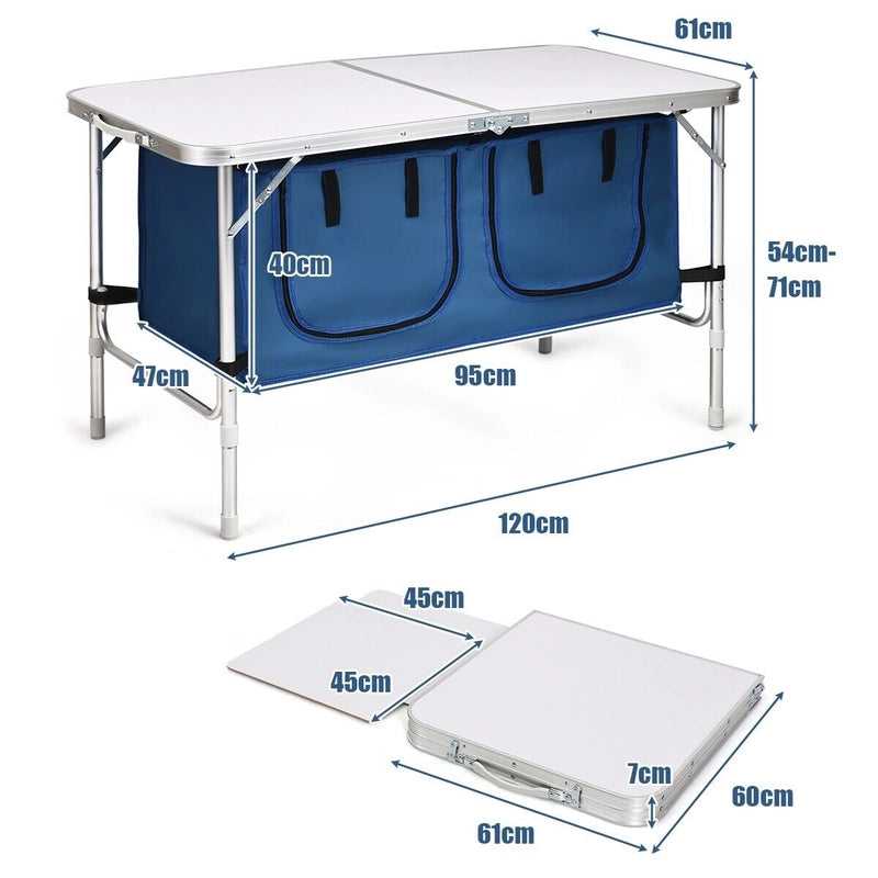 Height Adjustable Folding Camping  Table-Blue