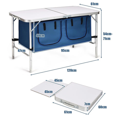 Height Adjustable Folding Camping  Table-Blue