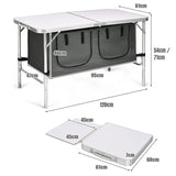 Portable Outdoor Aluminum Picnic Table with Zippered Storage Organizer for BBQ/Party