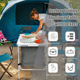Portable Outdoor Aluminum Picnic Table with Zippered Storage Organizer for BBQ/Party