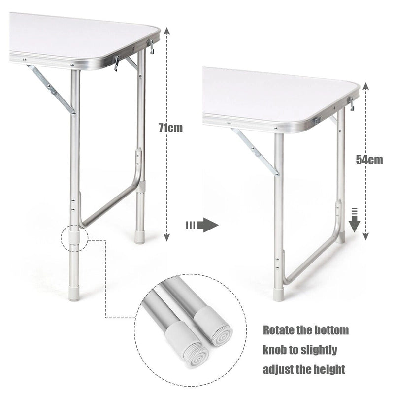 Portable Outdoor Aluminum Picnic Table with Zippered Storage Organizer for BBQ/Party