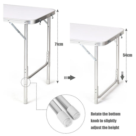 Portable Outdoor Aluminum Picnic Table with Zippered Storage Organizer for BBQ/Party