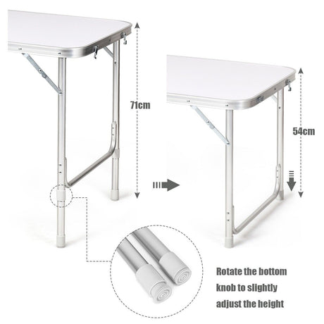 Portable Outdoor Aluminum Picnic Table with Zippered Storage Organizer for BBQ/Party