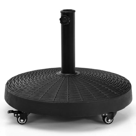 Round Resin Umbrella Base with Lockable Wheels for Yard