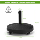 Round Resin Umbrella Base with Lockable Wheels for Yard
