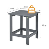 15 Inch Patio Square Wooden Slat End Side Coffee Table for Garden-Gray