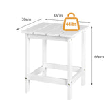 15 Inch Patio Square Wooden Slat End Side Coffee Table for Garden-White