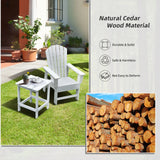 15 Inch Patio Square Wooden Slat End Side Coffee Table for Garden-White